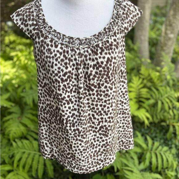 Kate Spade Brown and White Smocked Blouse - Picture 2 of 6